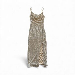 Hello Molly Champagne Sequin Mid Dress X-Small